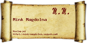 Mink Magdolna névjegykártya